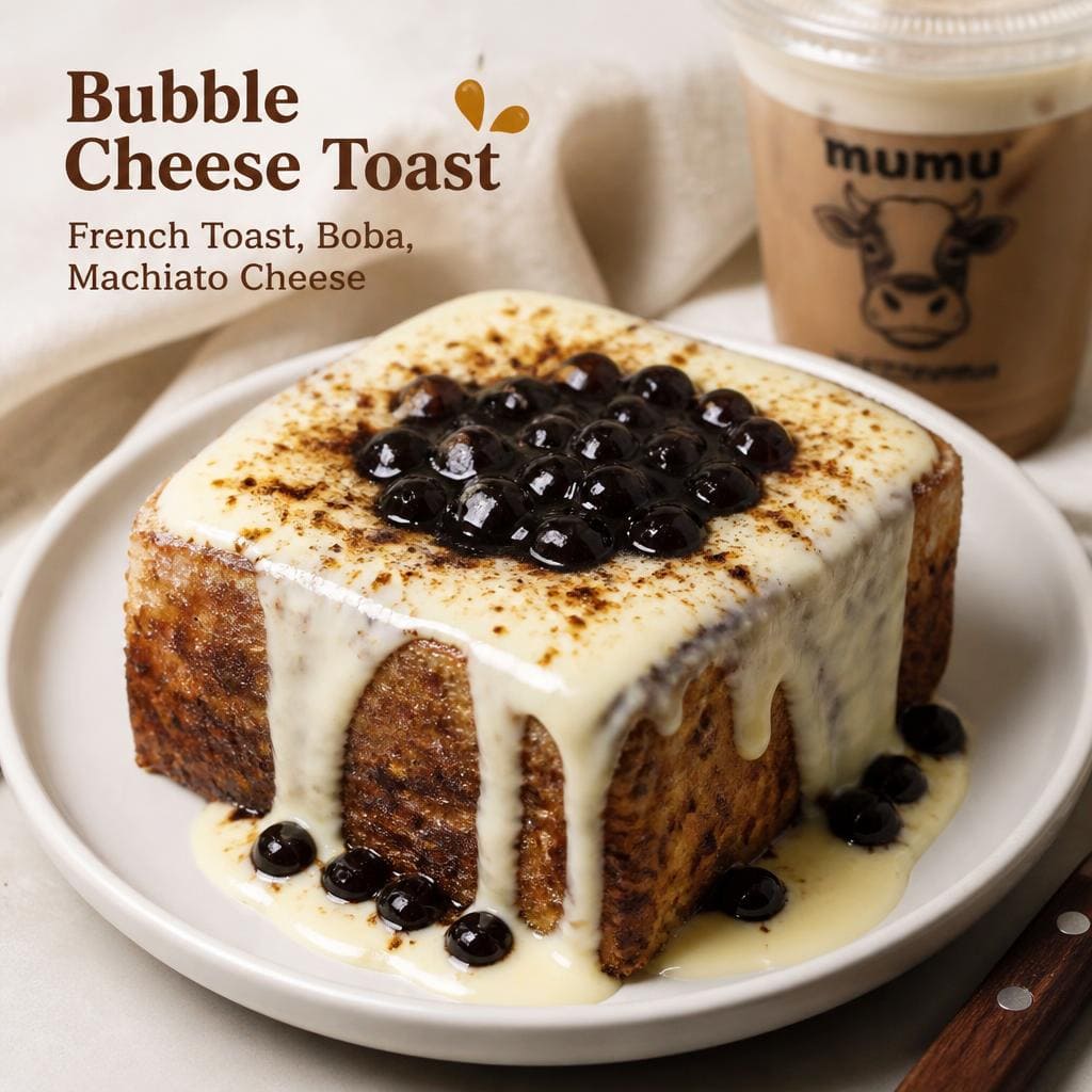 Bubble Cheese Toast Kopi Ruang Hati dengan french toast boba dan machiato cheese